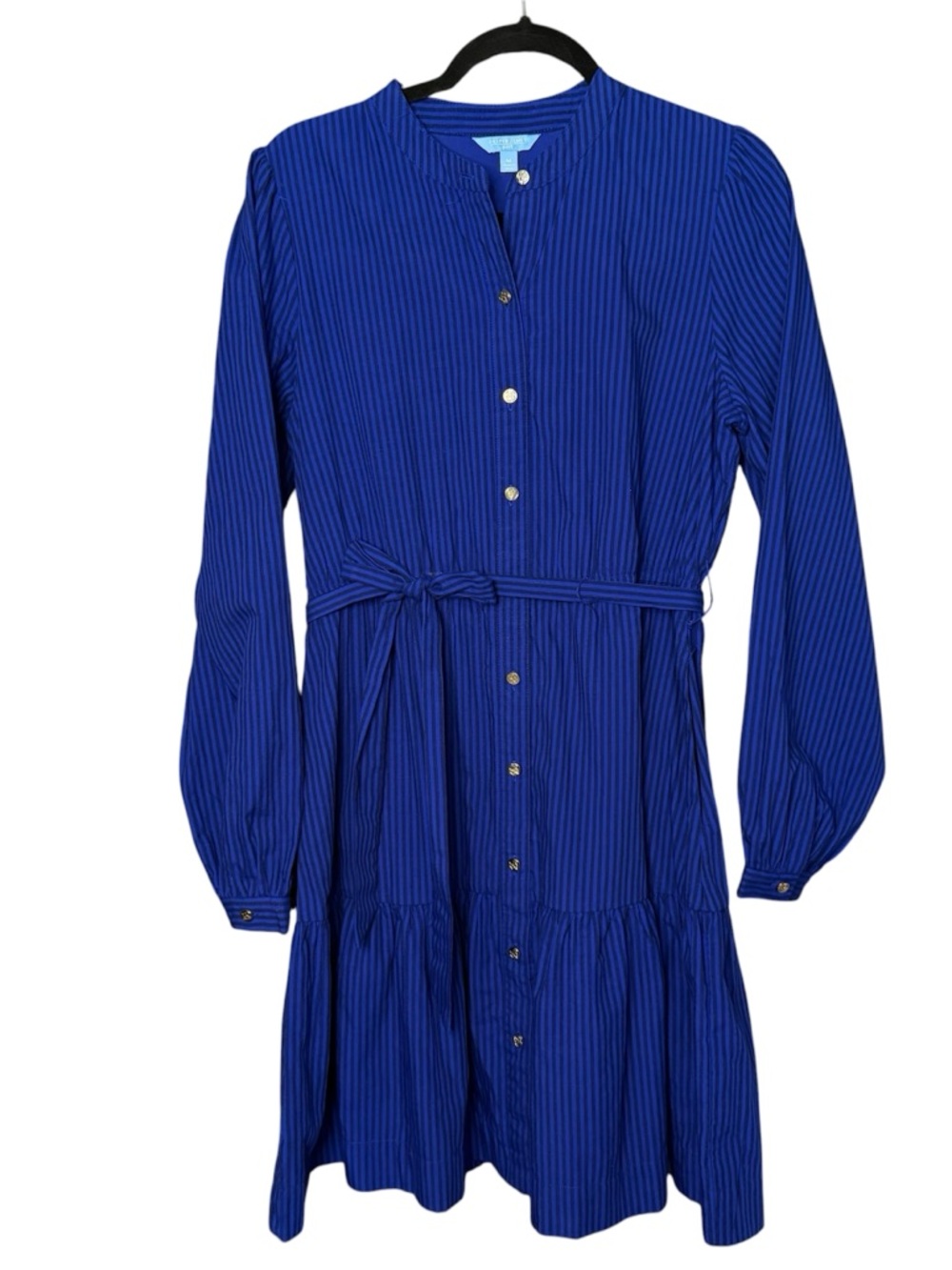 Draper James Royal Blue Long Sleeve Button-Front Midi Dress